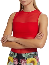 Bandeau Sleeveless Sheer Crewneck Bodysuit