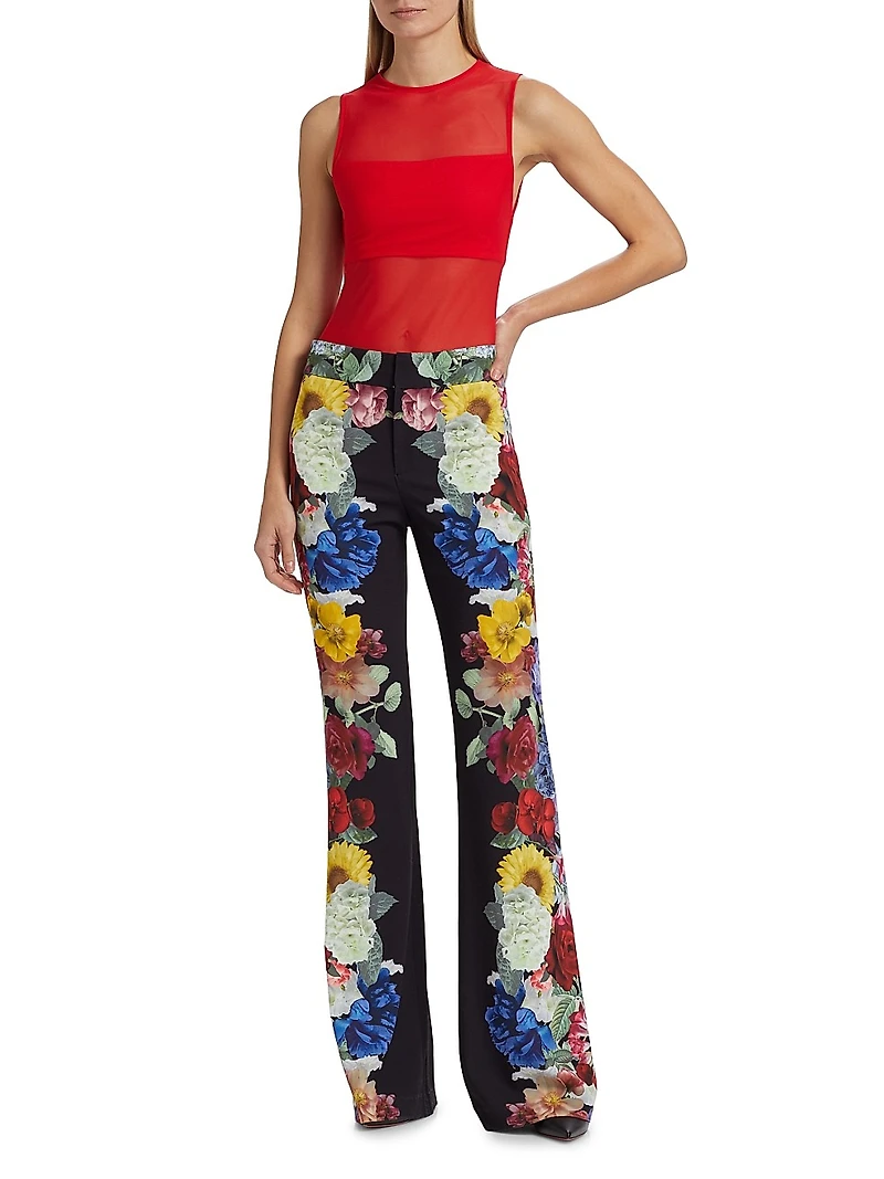 Bandeau Sleeveless Sheer Crewneck Bodysuit