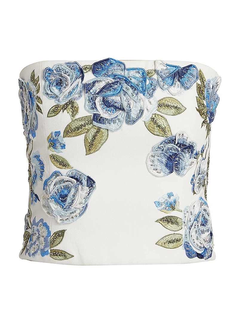 Cece Floral Embroidered Crop Top