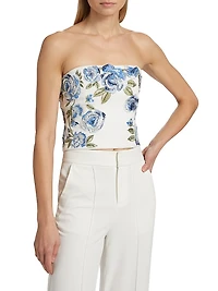 Cece Floral Embroidered Crop Top