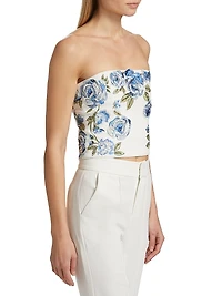 Cece Floral Embroidered Crop Top