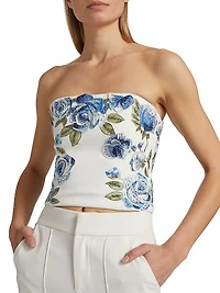 Cece Floral Embroidered Crop Top