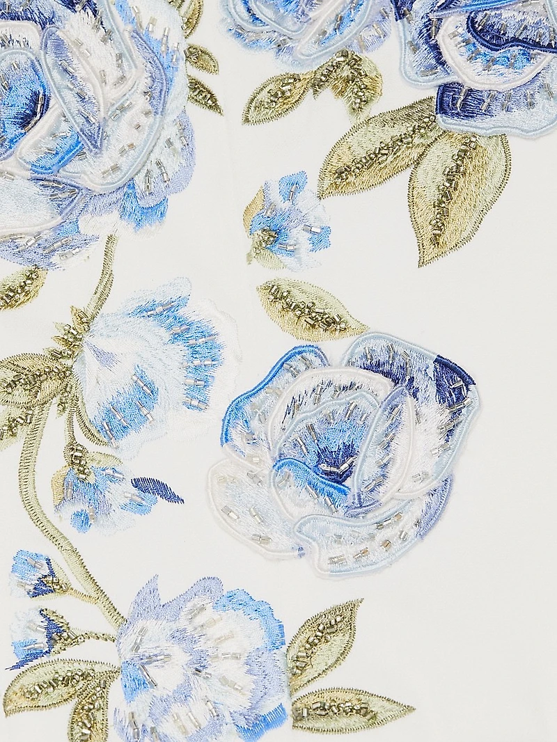 Cece Floral Embroidered Crop Top