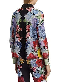 Brady Floral Silk Button-Front Blouse