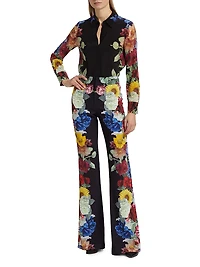 Brady Floral Silk Button-Front Blouse