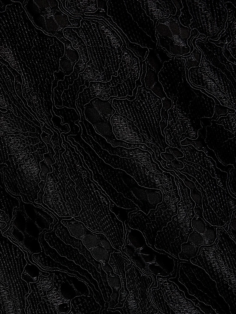 Lace-Trimmed Strapless V-Neck Gown