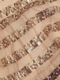 Sequined Striped Strapless Mini-Dress