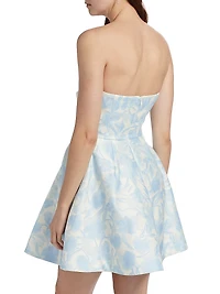 Floral Peak Top Stitch Minidress