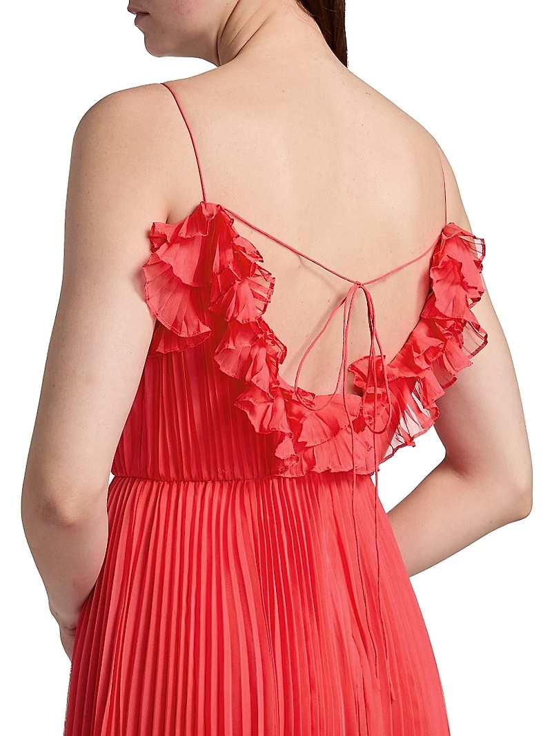 Shirred Ruffle Floor-Length Gown
