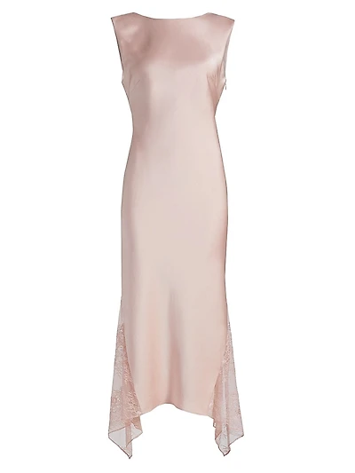 Satin Cowlback Midi-Dress