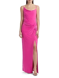 Gathered Cowlneck Gown