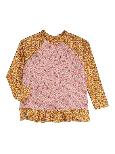 Girl's Lucky Spliced Rashguard Top