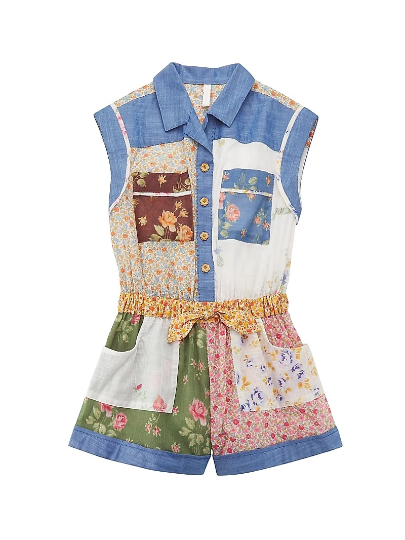 Little Girl's & Patchwork Printed Romper