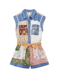 Little Girl's & Patchwork Printed Romper