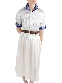 Embroidered Satin Midi-Dress