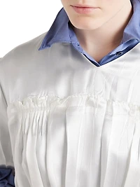 Embroidered Satin Midi-Dress