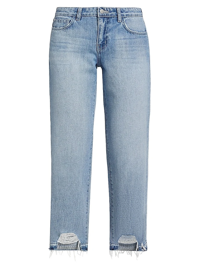 Blaine Distressed Denim Low-Rise Stovepipe Crop Jeans