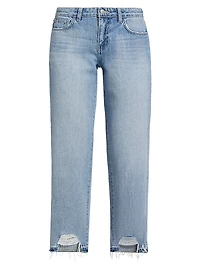 Blaine Distressed Denim Low-Rise Stovepipe Crop Jeans