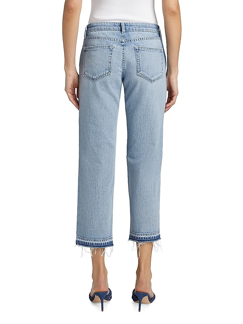 Blaine Distressed Denim Low-Rise Stovepipe Crop Jeans