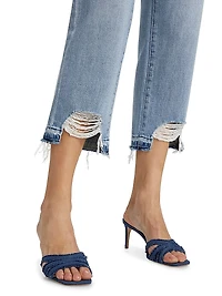 Blaine Distressed Denim Low-Rise Stovepipe Crop Jeans