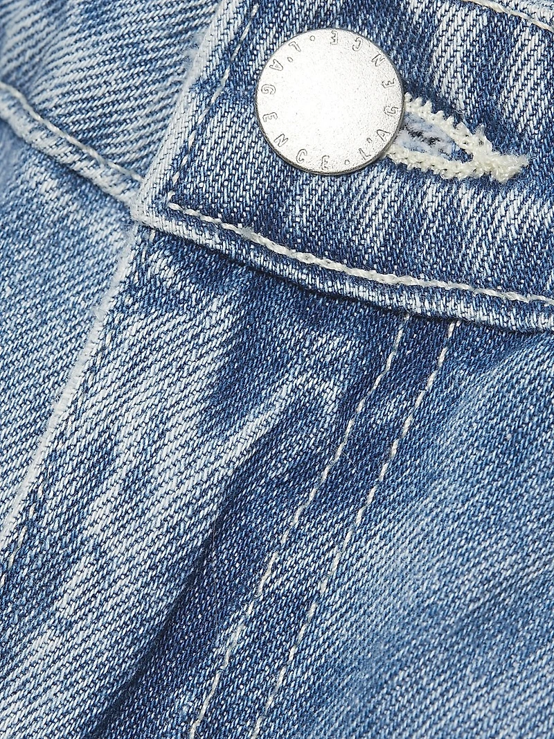 Blaine Distressed Denim Low-Rise Stovepipe Crop Jeans