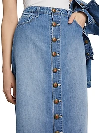 Kathleen Button-Front Denim Midi-Skirt