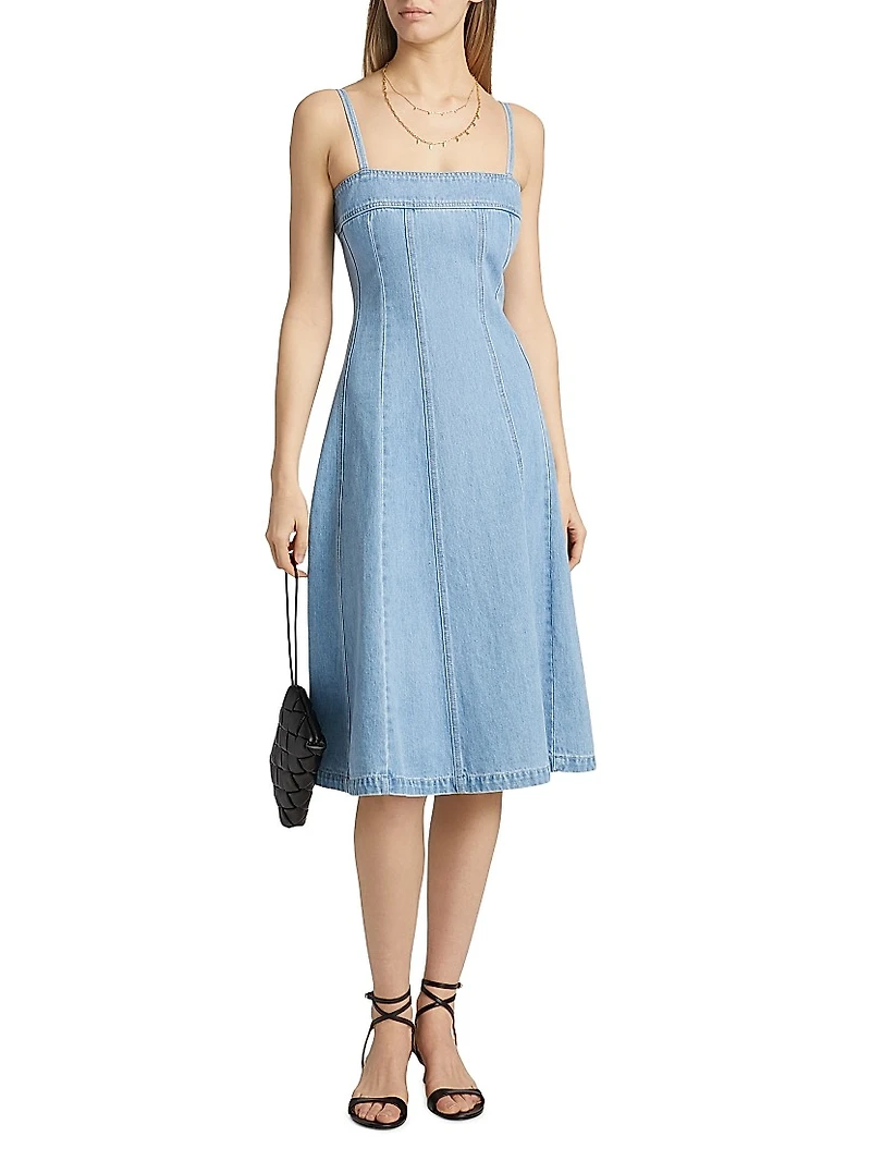 Mitzy Seamed Denim Midi-Dress