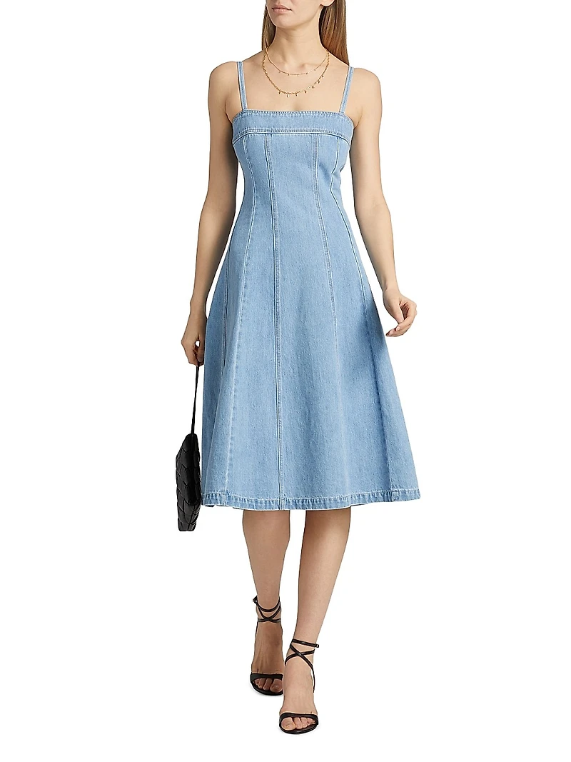 Mitzy Seamed Denim Midi-Dress