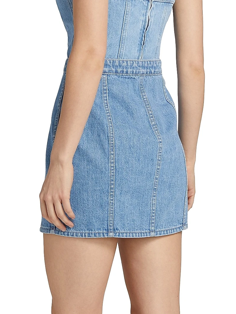 Phia Button-Front Denim Miniskirt