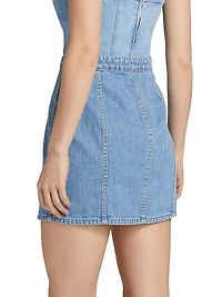 Phia Button-Front Denim Miniskirt