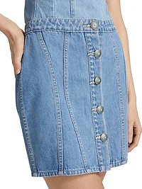 Phia Button-Front Denim Miniskirt