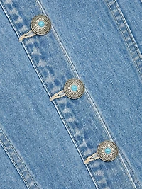 Phia Button-Front Denim Miniskirt