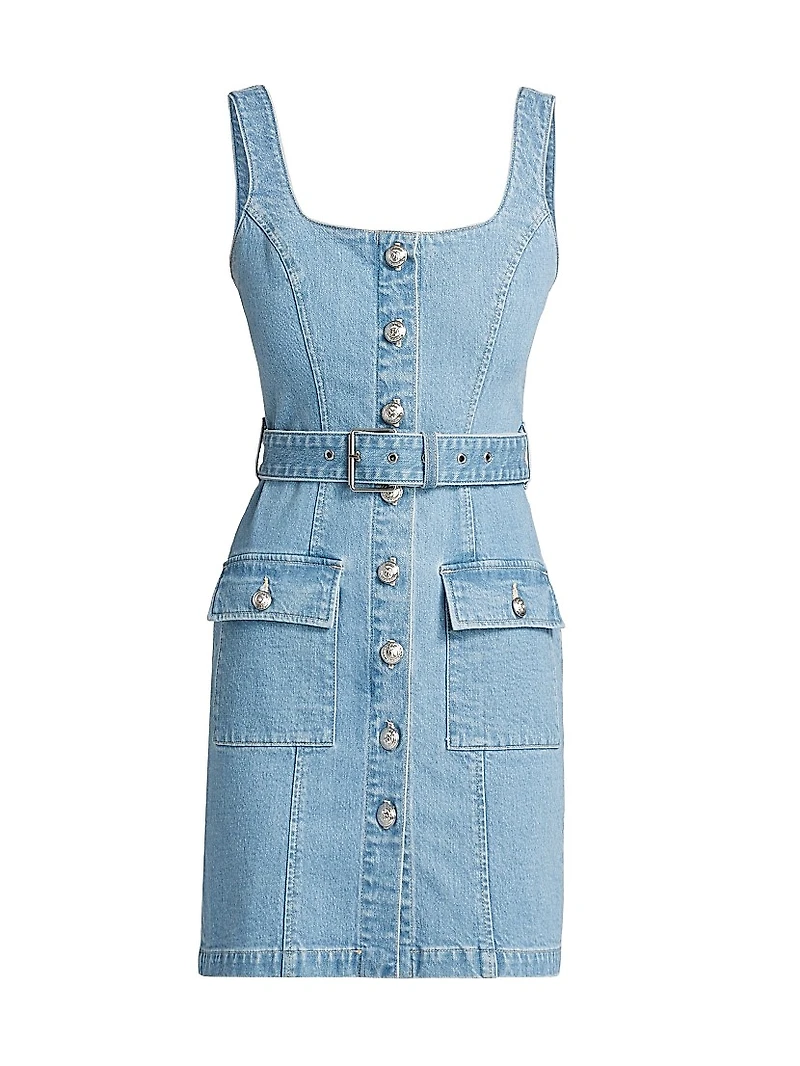 Midy Button-Front Denim Minidress
