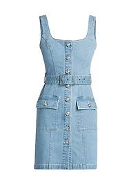 Midy Button-Front Denim Minidress