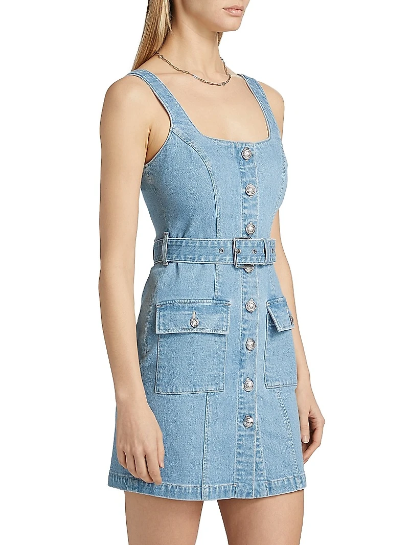 Midy Button-Front Denim Minidress