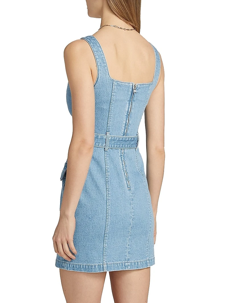 Midy Button-Front Denim Minidress
