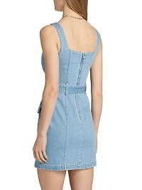 Midy Button-Front Denim Minidress
