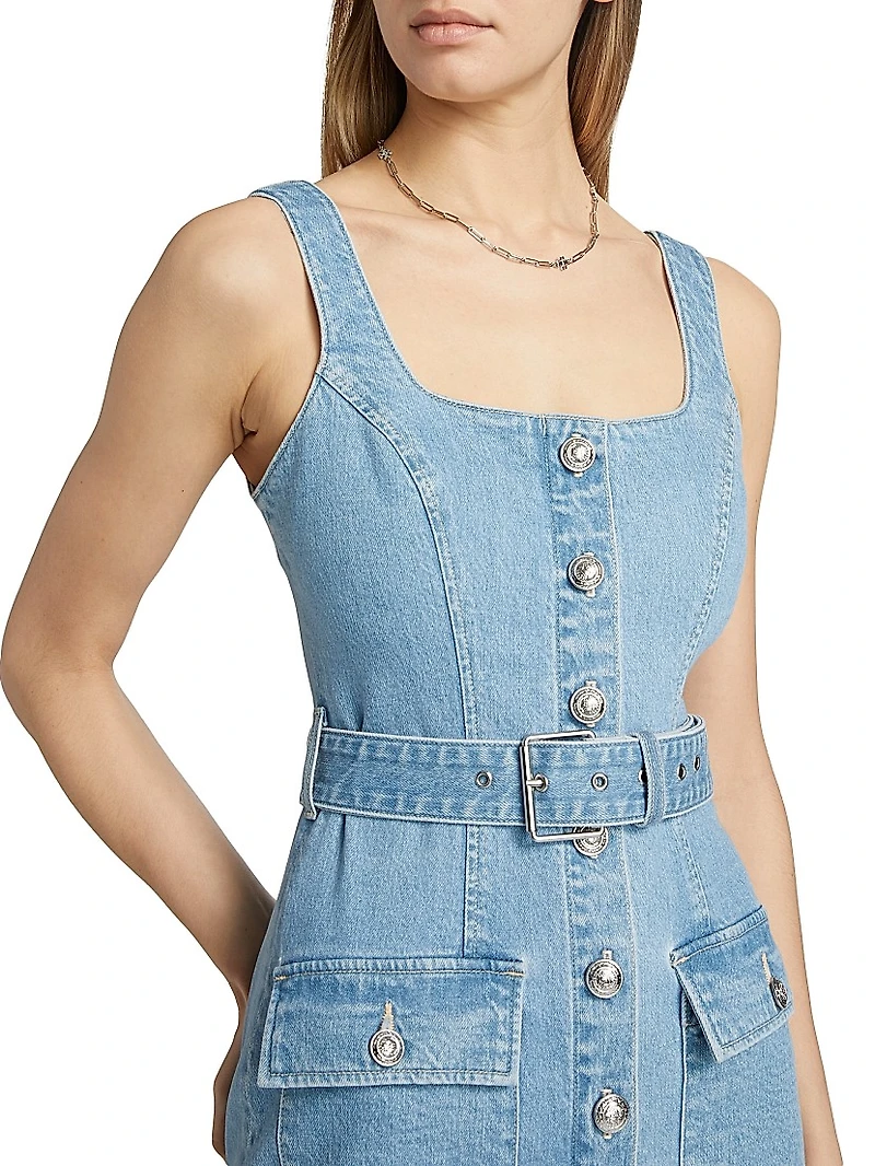 Midy Button-Front Denim Minidress