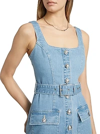 Midy Button-Front Denim Minidress