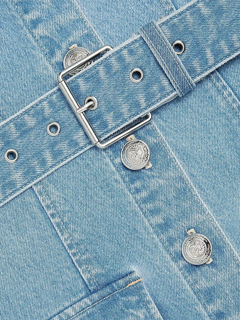 Midy Button-Front Denim Minidress