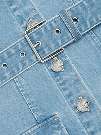 Midy Button-Front Denim Minidress