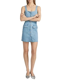 Midy Button-Front Denim Minidress