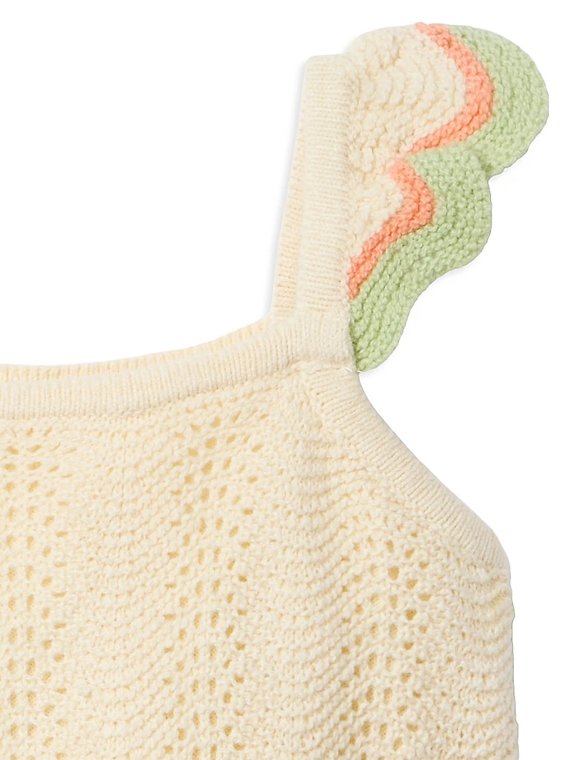 Little Girl's 2-Piece Crochet Scallop Shorts Set