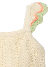 Little Girl's 2-Piece Crochet Scallop Shorts Set