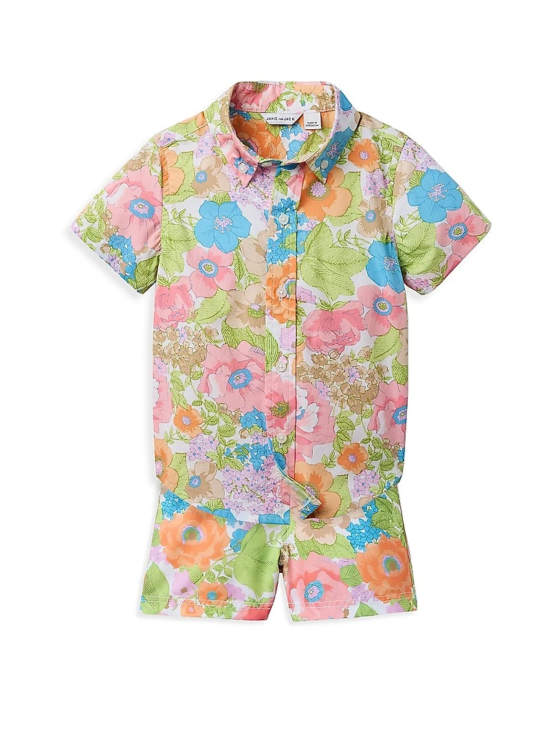 Little Boy's & Bright Floral Cabana Set