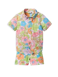 Little Boy's & Bright Floral Cabana Set