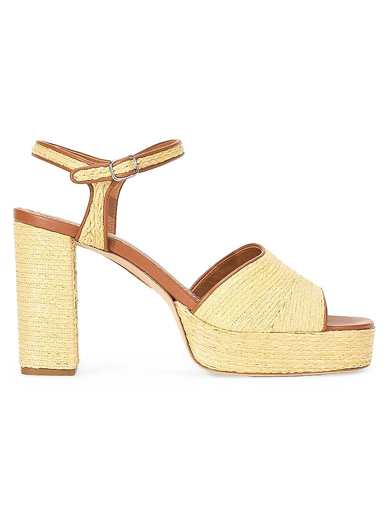Jodie 100MM Raffia Block-Heel Sandals