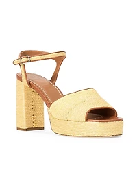 Jodie 100MM Raffia Block-Heel Sandals