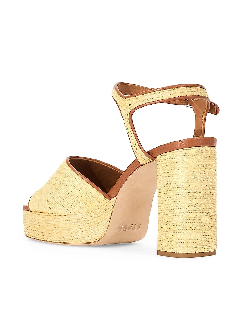 Jodie 100MM Raffia Block-Heel Sandals