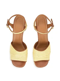 Jodie 100MM Raffia Block-Heel Sandals